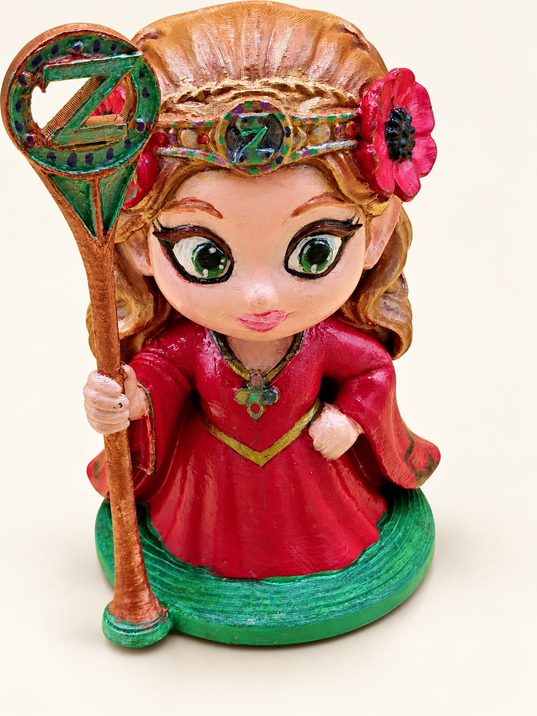 Emma Ridley inspired Ozma of Oz sculpture by Sage Moone with poppy accents and royal Oz staff