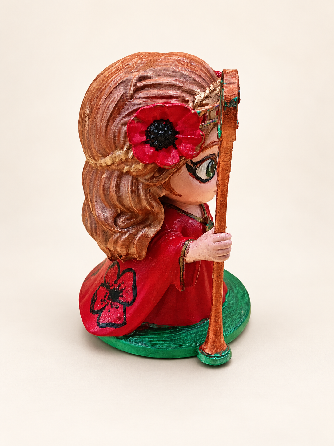 Emma Ridley inspired Ozma of Oz sculpture by Sage Moone with poppy accents and royal Oz staff