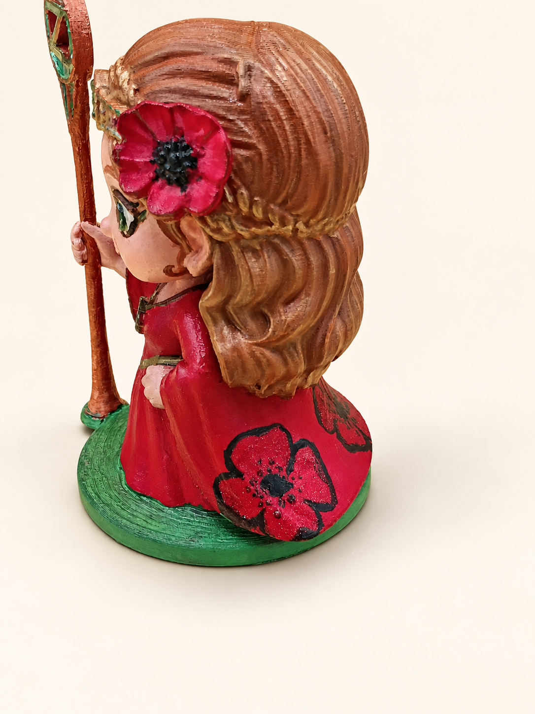 Emma Ridley inspired Ozma of Oz sculpture by Sage Moone with poppy accents and royal Oz staff